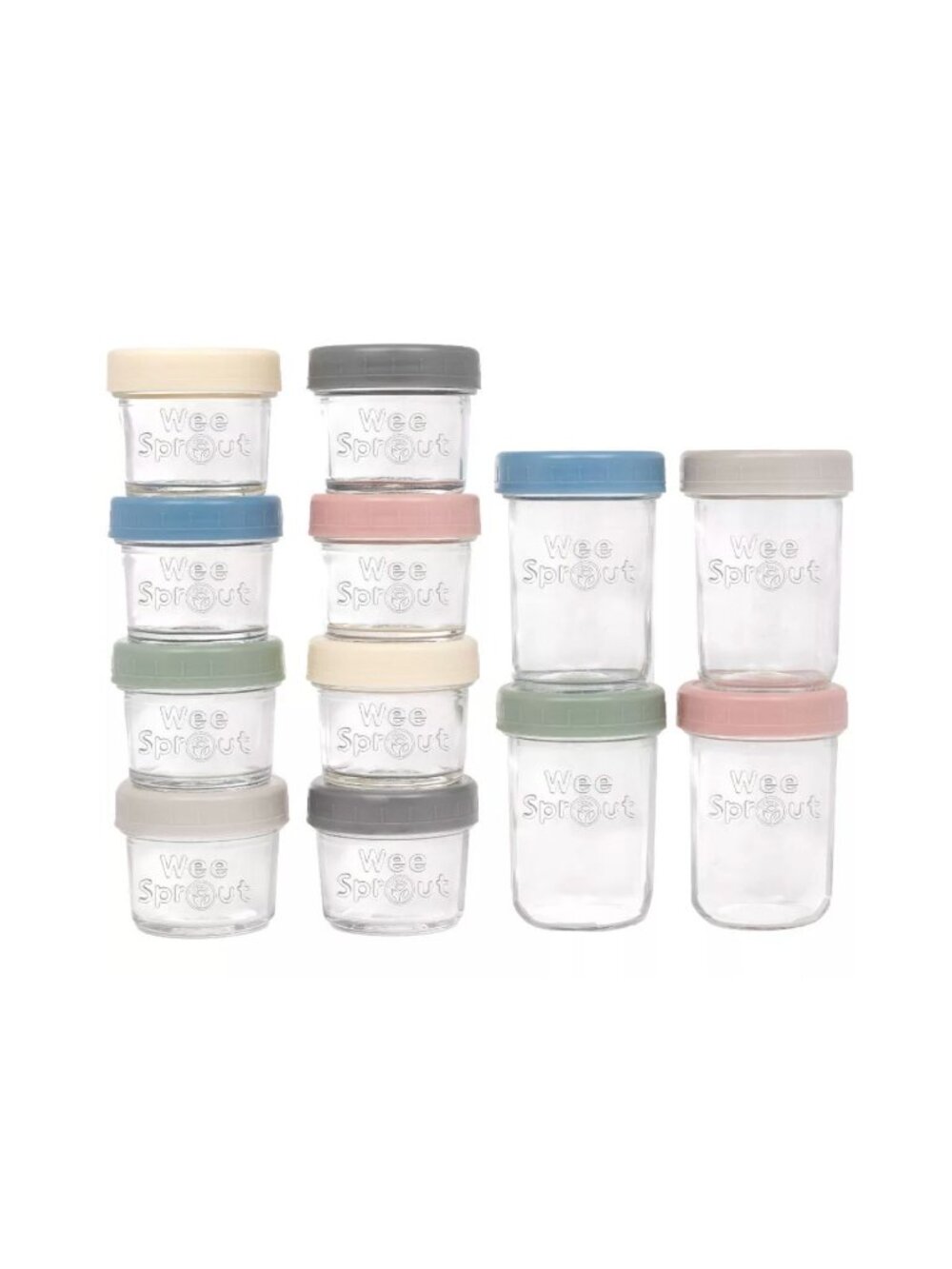WeeSprout Glass Baby Food Storage Jars Set Of 12 With 4oz & 8oz Jars Dishwasher